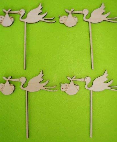 Natúr Beszúrós gólya babával 	4db/csomag	10x11cm  