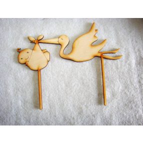 Natúr Beszúrós gólya babával 	 1db	20x16cm  