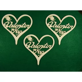 Fehér fa Valentin nap szívben	3db/csomag	10x10cm  