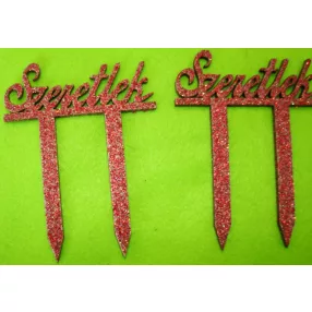    Piros csillámos fa Beszúrós szeretlek	2db/csomag	12x10cm 
