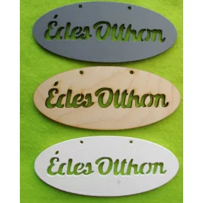   Natúr szürke és fehér  fa Édes Otthon áttört 	3db/csomag	14x6cm 