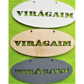   Natúr szürke  és fehér  fa Virágaim áttört 	3db/csomag	14x6cm 