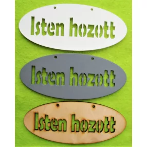   Natúr szürke és fehér  fa Isten hozott áttört 	3db/csomag	14x6cm