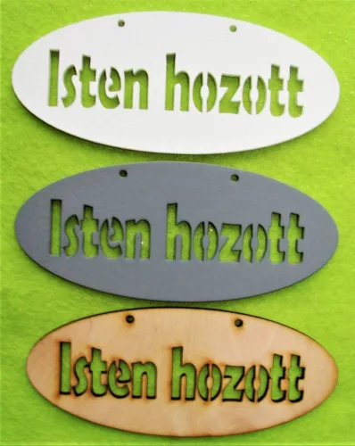 Natúr szürke és fehér  fa Isten hozott áttört 	3db/csomag	14x6cm