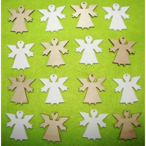   Vegyes színű ,fa alapú HDF(nem tömörfa)  angyalka	16db/csomag	3,5x3,5cm 