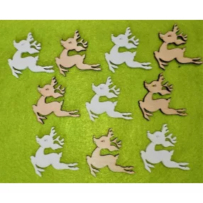   Vegyes színű ,fa alapú HDF(nem tömörfa)  ugró szarvas	10db/csomag	5x5cm  