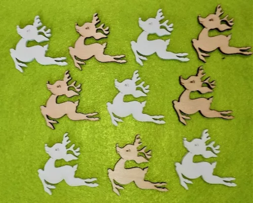 Vegyes színű ,fa alapú HDF(nem tömörfa)  ugró szarvas	10db/csomag	5x5cm  