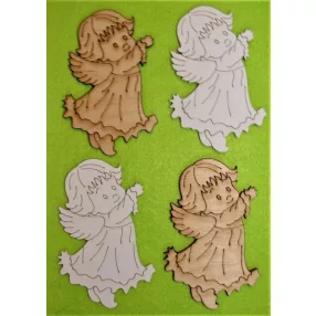 Natúr és fehérFa Angyal gyerek	4 db/csomag	10x6,5cm  