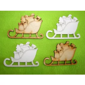   Vegyes színű ,fa alapú HDF(nem tömörfa)  Szánkó ajándékokkal	4db/csomag	8,5x6cm 