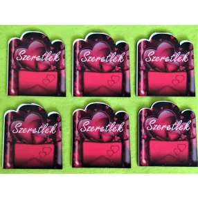   Nyomtatott fa Szíves kosár szeretlek felirattal	6db/csomag	5x5,7cm 