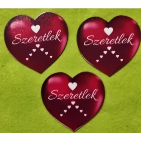 8x8,5 cm Szív szívekkel Szeretlek felirattal	3db/ csomag 	