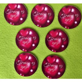   5cm kör Nyomtatott fa Piros szíves Te vagy az igazi   felirattal 	7db/csomag	 