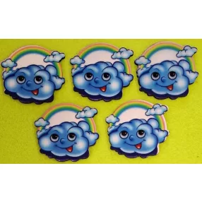 Nyomtatott fa Felhő szivárvánnyal 	5db/csomag	6x5,5cm 