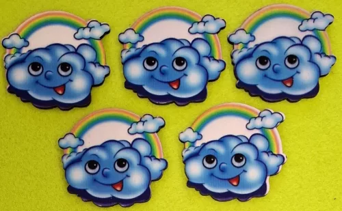 Nyomtatott fa Felhő szivárvánnyal 	5db/csomag	6x5,5cm 