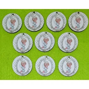   Nyomtatott fa Imádkozó angyalka galambbal 	10db/csomag	4cm 