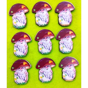   Nyomtatott fa kicsi manó barna gomba kalapban	9db/csomag	5x4cm 