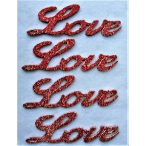  Piros csillámos  fa love 4db/csomag 15x5cm 