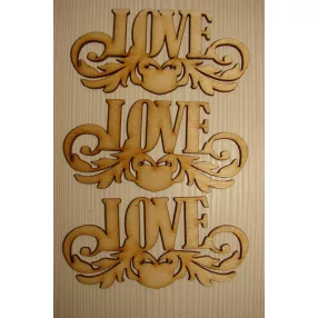 Natúr fa LOVE díszítve	10x5cm 3db/csomag