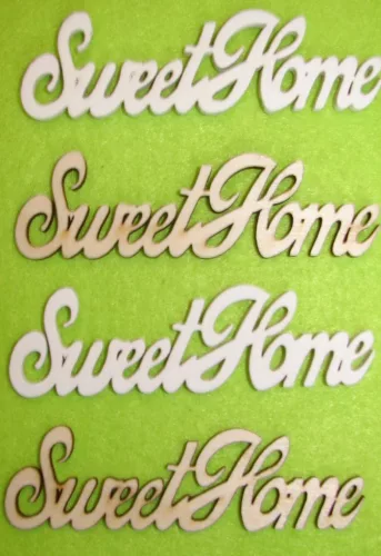 Natúr és fehér fa Sweet Home 4db/csomag	10x5cm  