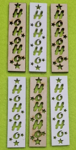  Fehér és natúr színü   ,Nyír rétegelt lemeznatúr ,Natúr,nyír rétegelt lemez HoHoHo	6db/csomag	2x8cm  