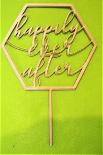 Natúr,nyír rétegelt lemez Happily ever after	beszúrós dísz 1 db	14x20 cm