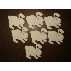 Fehér fa  ijedt nyuszi	6,5x6cm 7db/csomag