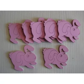 Rózsaszín fa   ijedt  nyuszi 6,5x6cm 7db/csomag