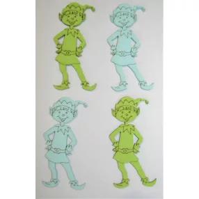    Világoszöld és világoskék színü fa  Vidám manó 4,5x9cm  4db/csomag 