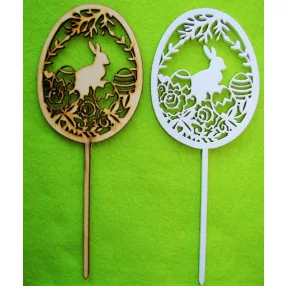   Natúr és fehér  fa  Beszúrós  Nyuszi tojásban	2db/csomag	20x7,5cm