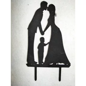    Matt Fekete színű,,nyír rétegelt lemez fa Beszúrós Pár kis fiúval 	1db	10x18cm  