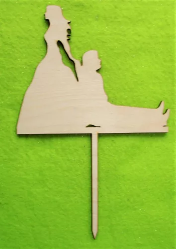 Natúr,nyír rétegelt lemez Vonszolt  vőlegény   Torta dísz	 1db/220	14x20cm