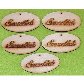 Natúr fa szeretlek ovál 8x4cm 	5db/csomag