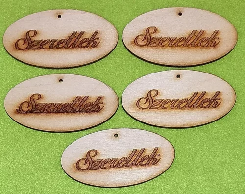 Natúr fa szeretlek ovál 8x4cm 	5db/csomag