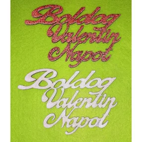   Piros és fehér csillámos  fa boldog valentin napot  2db/csomag	15x8cm 