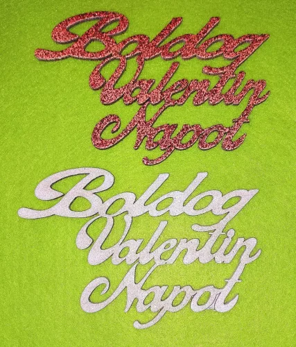 Piros és fehér csillámos  fa boldog valentin napot  2db/csomag	15x8cm 