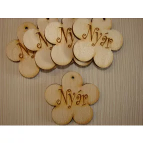 Natúr fa Margaréta Nyár felirattal 5x5cm 5db/csomag	