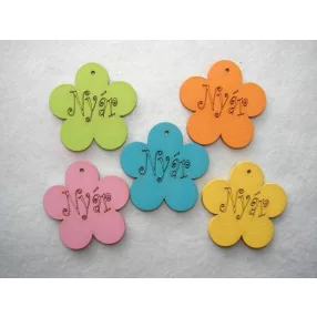   Vegyes színű fa Margaréta Nyár felirattal 5db/csomag	5x5cm 