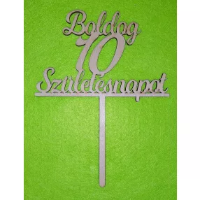   Natúr,nyír rétegelt lemez Beszúrós Boldog születésnapot 10-es	1db	13x17cm 
