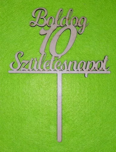 Natúr,nyír rétegelt lemez Beszúrós Boldog születésnapot 10-es	1db	13x17cm 