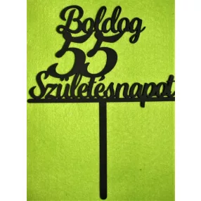   Fekete színű,nyír rétegelt lemez Beszúrós Boldog születésnapot 55-ös1db	1db	13x17cm 