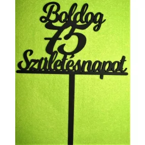    Fekete színű,nyír rétegelt lemez Beszúrós Boldog születésnapot 75-ös1db	1db	13x17cm 