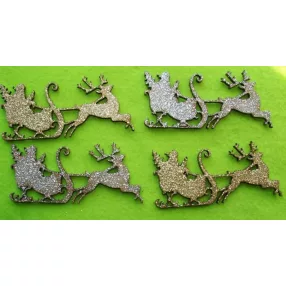   Csillámos ,fa alapú HDF(nem tömörfa)   télapó szánkóval	4db/csomag	5x10,5cm  