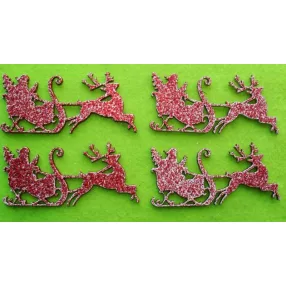   Piros csillámo,fa alapú HDF(nem tömörfa)  télapó szánkóval	4db/csomag	5x10,5cm vastagság 3mm	