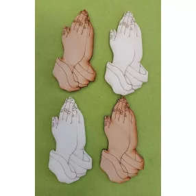     Fehér és natúr,nyír rétegelt lemez  fa Imádkozó kéz	4db/csomag	10x5cm  