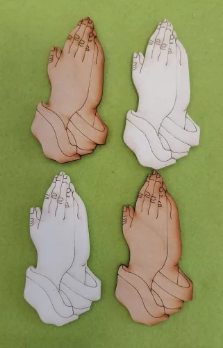   Fehér és natúr,nyír rétegelt lemez  fa Imádkozó kéz	4db/csomag	10x5cm  
