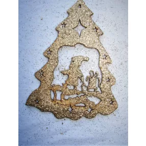   Arany Csillámos ,fa alapú HDF(nem tömörfa)   karácsonyfa dísz fenyő  télapó 	1db/csomag	13x15cm 