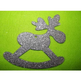   Ezüst csillámos,fa alapú HDF(nem tömörfa)    Hinta szarvas	1db	15x13cm 