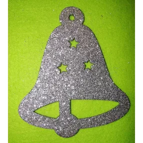   Ezüst csillámos,fa alapú HDF(nem tömörfa)   Harang csillaggal	1db	15x13cm 