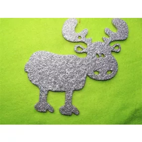   Ezüst csillámos,fa alapú HDF(nem tömörfa)   Dámszarvas	1db	15x15cm 