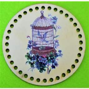   11,3 cm  Kerek Horgolható    Nyomtatott fa    tábla kalitkával 	 4,5mm lyukkal	